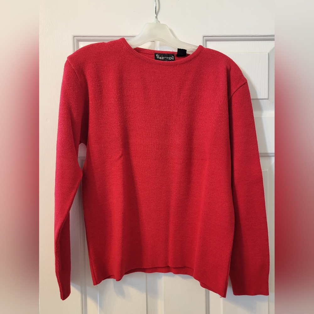 Wainscott Red Crew Neck Sweater Wool Blend Sz Large